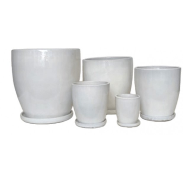 POTS - Set of 5 - Pure White Glazed 