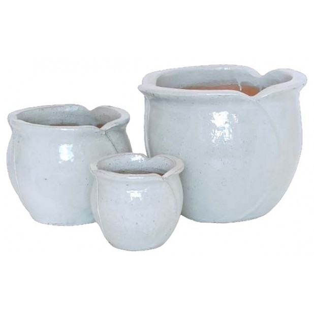 POTS - Set 3 - White Glazed Rose